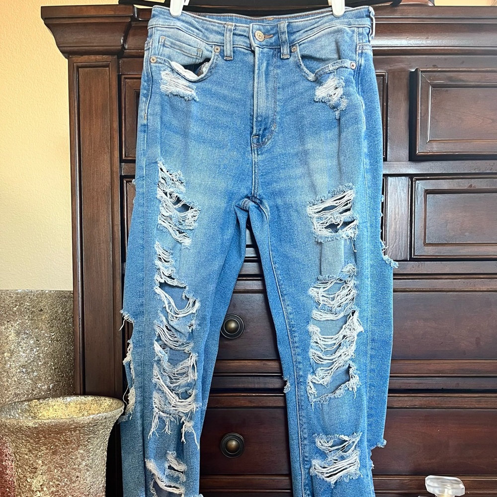 American Eagle Distressed & Stretch Mom Jeans